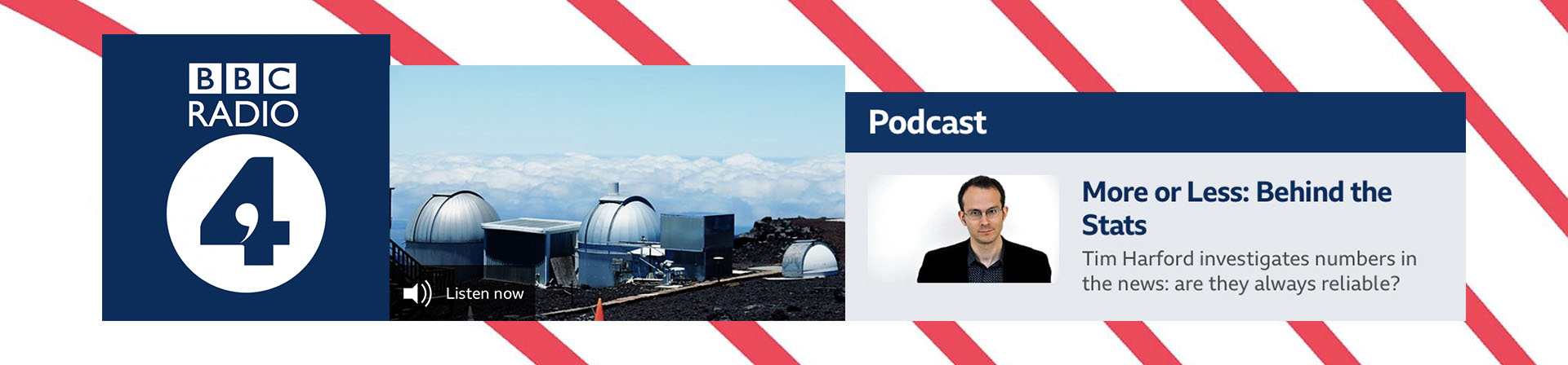 banner with image of BBC radio 4 logo, Mauna Loa Observatory and Tim Harford podcast profile